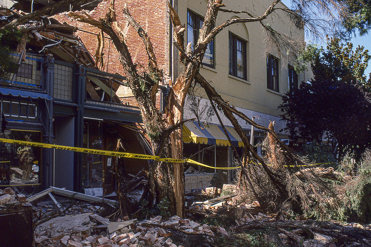 business damaged by earthquake