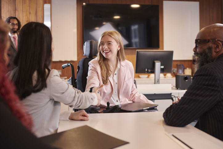 young female in a job interview setting